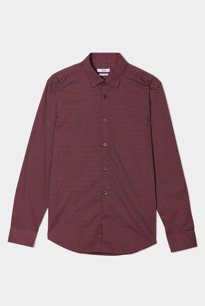 Chemise ajustée col français prune homme