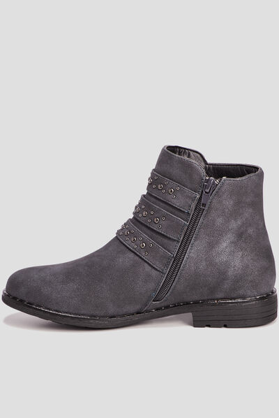 Bottines avec brides gris fille