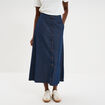 Jupe longue en jean boutonn&eacute;e coton denim brut femme