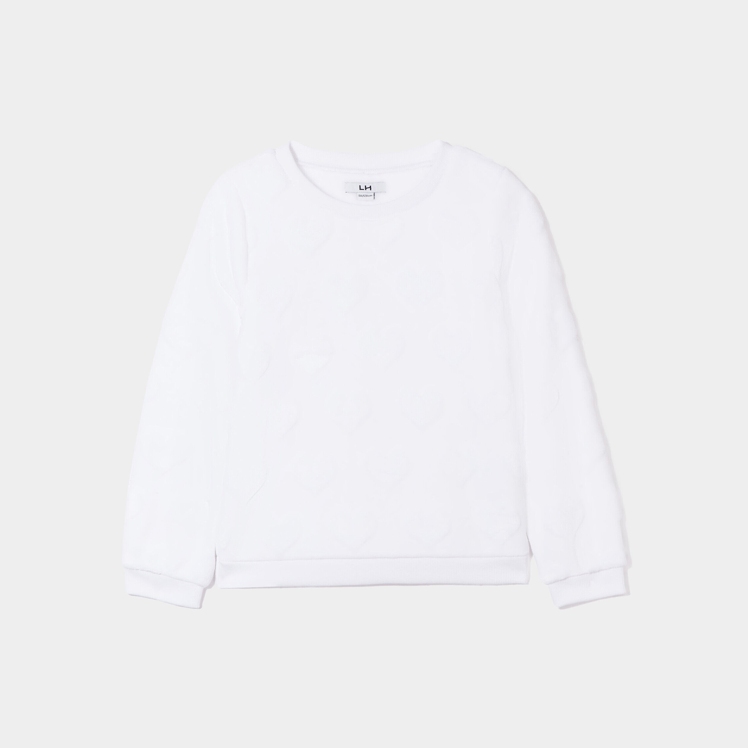 Sweat doux manches longues blanc fille LH
