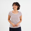 T-shirt rayé manches courtes ecru femme
