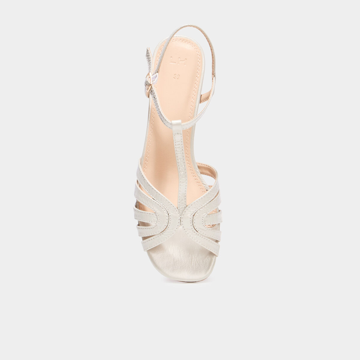 Sandales &agrave; talons 4 cm blanc femme