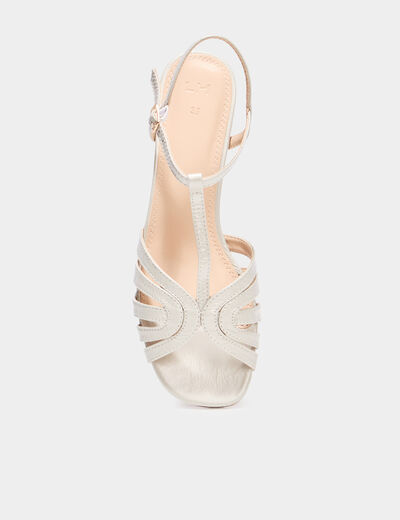 Sandales &agrave; talons 4 cm blanc femme