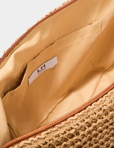 Sac demi-lune effet tressé sable femme