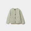 Veste matelass&eacute;e boutonn&eacute;e col rond vert kaki femme