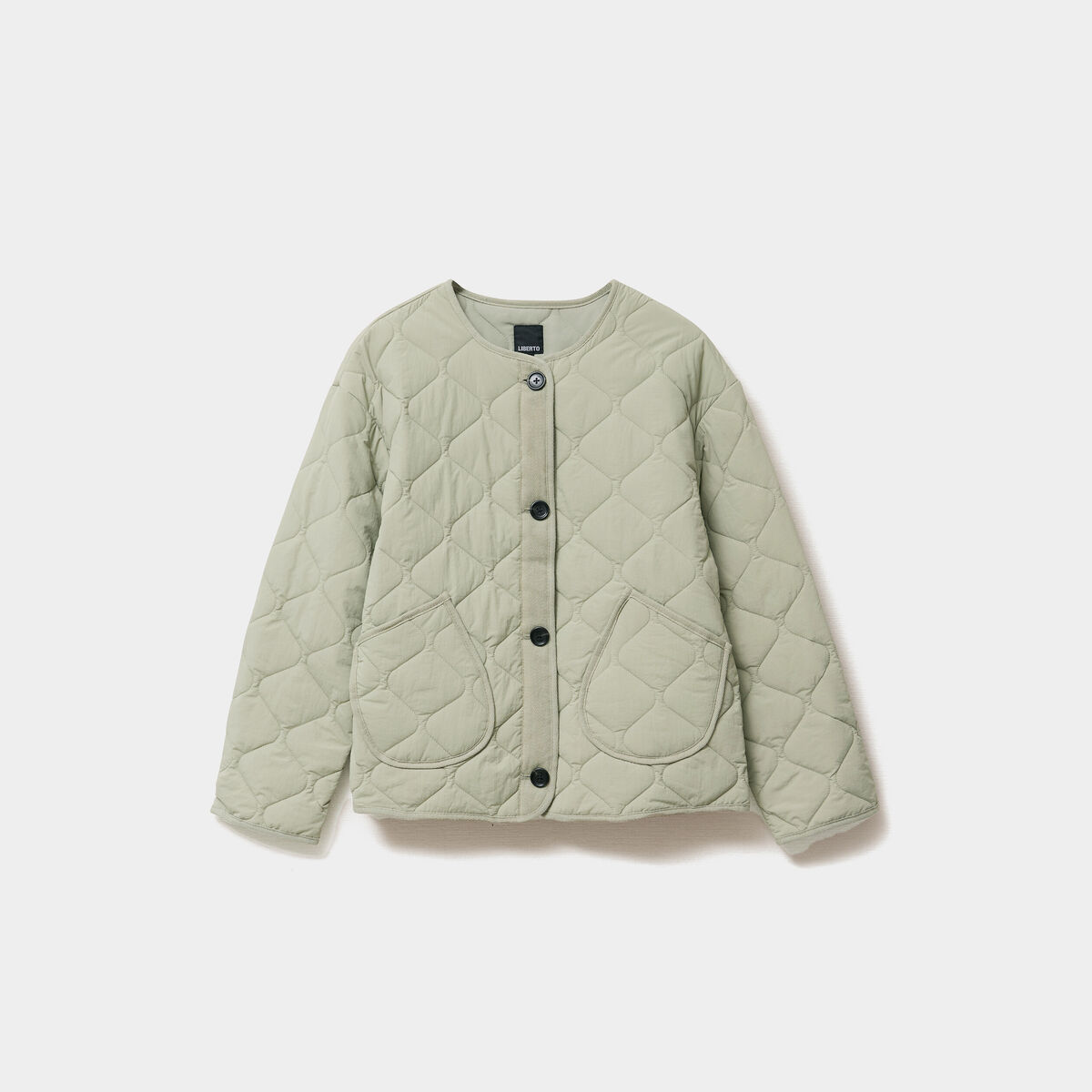 Veste matelass&eacute;e boutonn&eacute;e col rond vert kaki femme