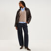 blouson court oversize similicuir zipp&eacute; marron fonc&eacute; femme