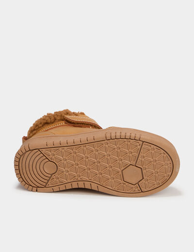 Baskets fourr&eacute;es montantes camel gar&ccedil;on