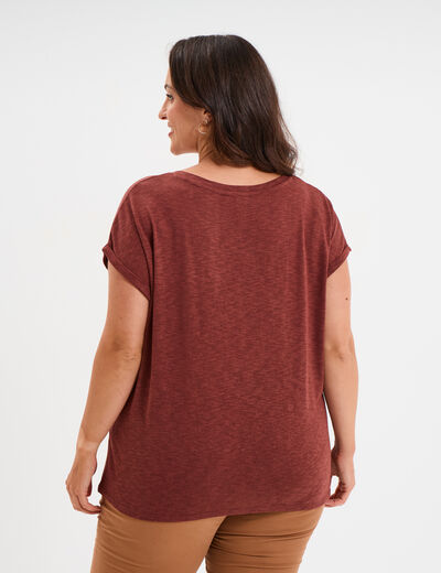 T-shirt manches courtes marron femme grande taille