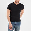 T-shirt manches courtes col tunisien noir homme