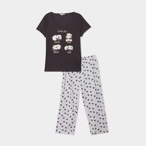 ensemble pyjama corsaire t shirt coton gris fonce femme Ensemble pyjama corsaire t-shirt coton gris foncé femme