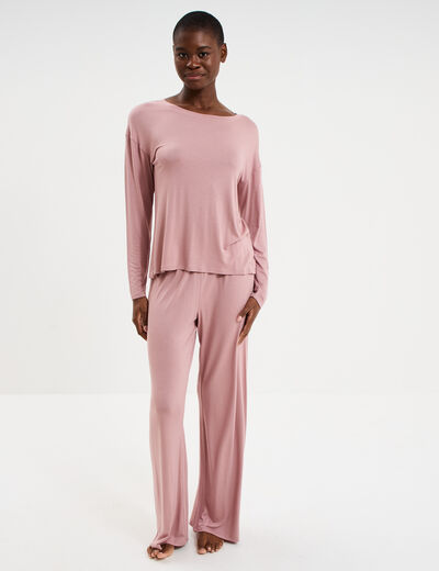 Ensemble pyjama t-shirt et pantalon mauve femme