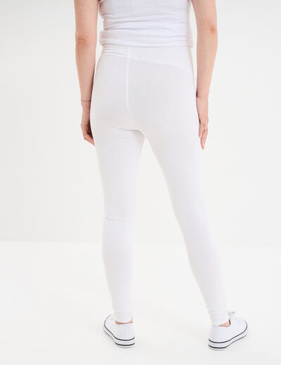 Legging grossesse en coton blanc femme maternit&eacute;