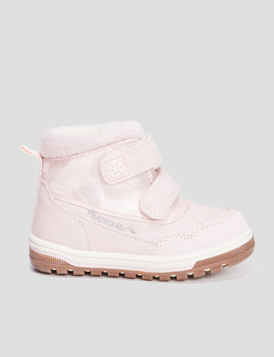 Bottines fourrées à scratchs Trappeur rose bébé fille