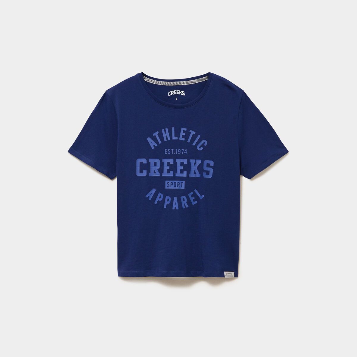 T-shirt col rond manches courtes bleu fonc&eacute; femme
