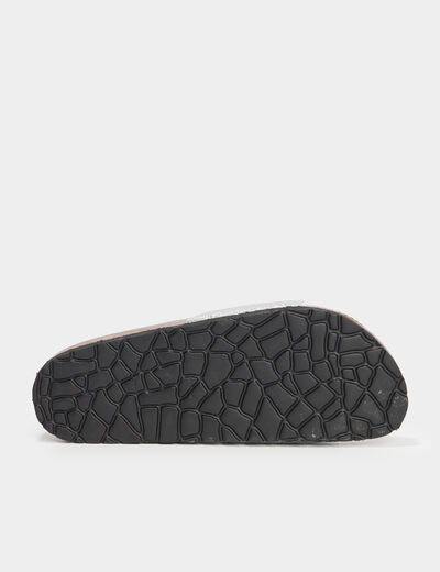 Mules anatomiques boucle sur l'avant gris argent femme
