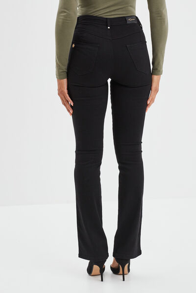 Jeans bootcut liserés métallisés denim noir femme