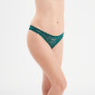 Tanga en dentelle doublure coton vert fonc&eacute; femme