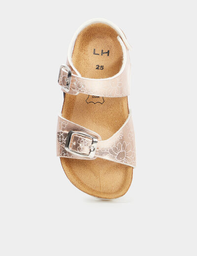 Sandales métallisées avec boucles couleur argent fille