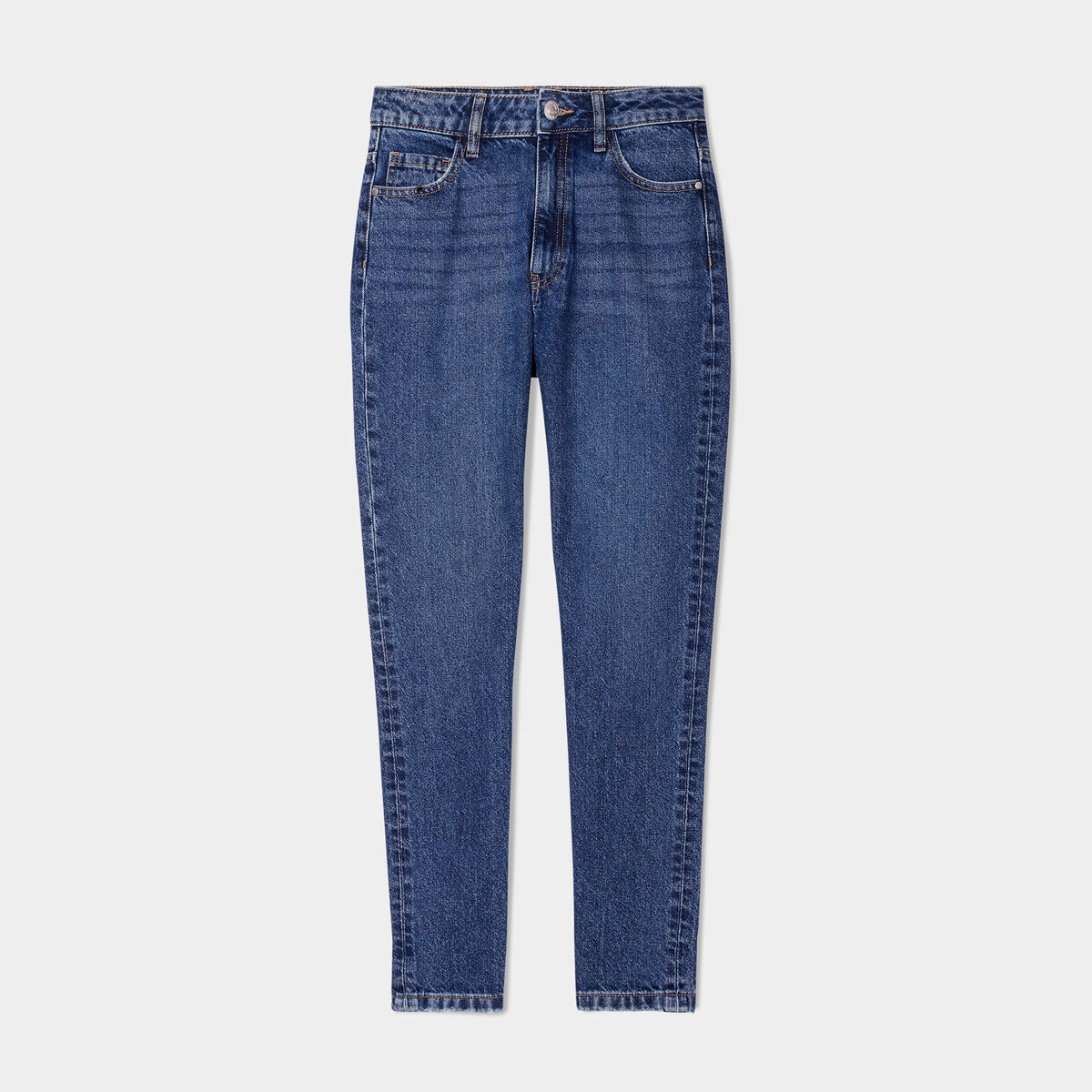 Jeans mom 7/8ème taille haute coton denim stone femme
