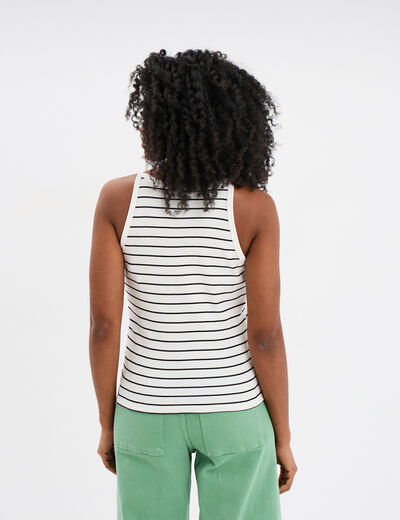 Débardeur encolure américaine coton ecru femme