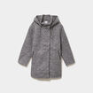 Manteau aspect bouclette &agrave; capuche gris femme grande taille