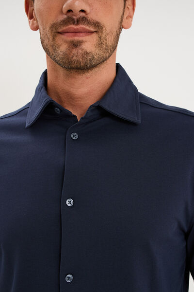Chemise droite &agrave; manches longues bleu p&eacute;trole homme