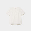 T-shirt broderie anglaise col tunisien blanc femme grande taille