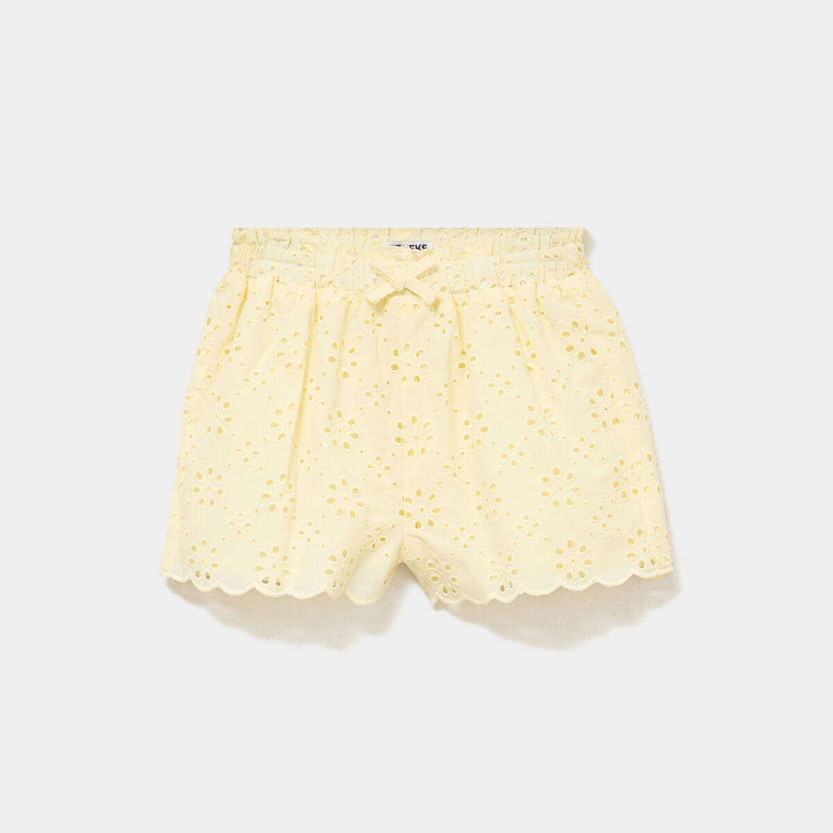 Short broderie anglaise coton jaune clair b&eacute;b&eacute; fille