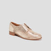 Derbies perforées en cuir jaune or femme