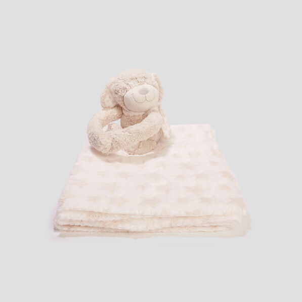 couverture effet velours avec doudou taupe bebe Couverture effet velours avec doudou taupe bébé