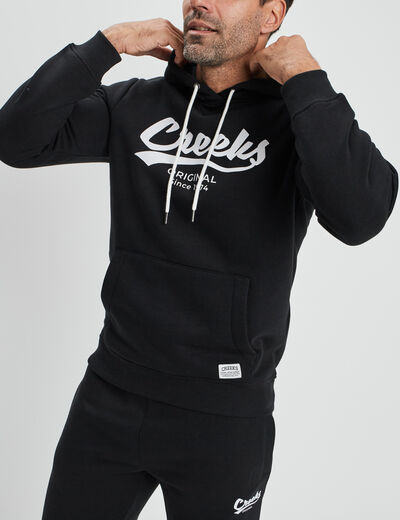 Sweat &agrave; capuche hoodie molleton noir homme