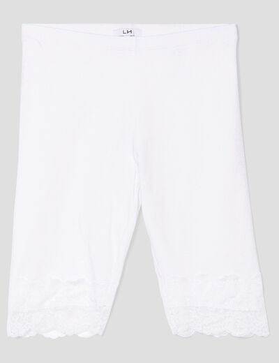 Legging corsaire à dentelle blanc femme