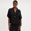 Chemise dos smock&eacute; manches courtes noir femme