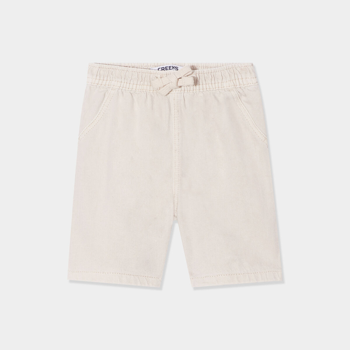 Short coton taille élastiquée à cordons ecru bébé garçon