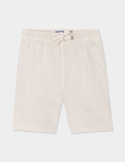 Short coton taille élastiquée à cordons ecru bébé garçon