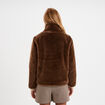 Veste fausse fourrure col montant marron femme