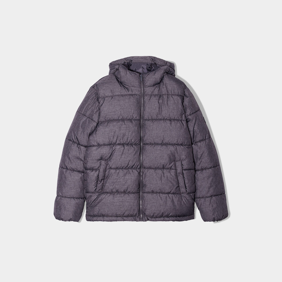Doudoune doubl&eacute;e zipp&eacute;e &agrave; capuche gris fonc&eacute; homme
