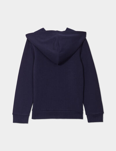 Sweat à capuche zippé bleu marine fille