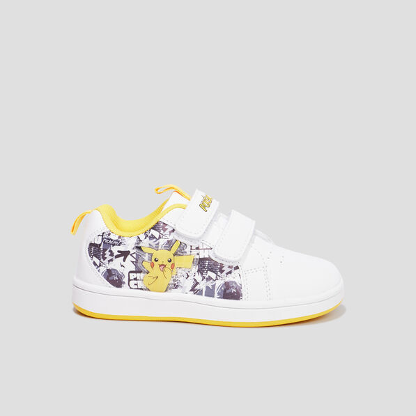 Tennis basses à scratchs Pokémon Pikachu blanc garçon