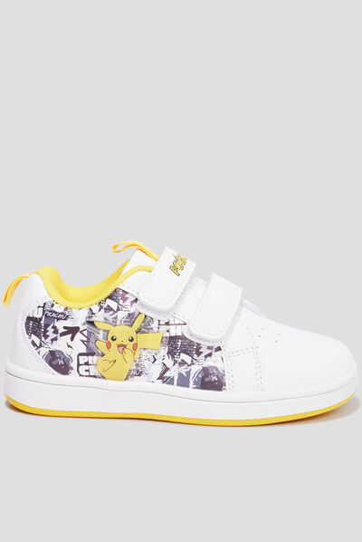 Tennis basses à scratchs Pokémon Pikachu blanc garçon