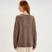 Pull col en V manches longues taupe femme