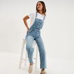 Salopette en jean jambe large coton denim double stone femme