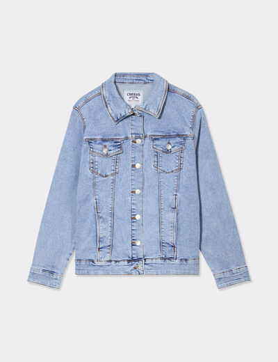 Veste en jean boutonnée Creeks denim double stone femme grande taille