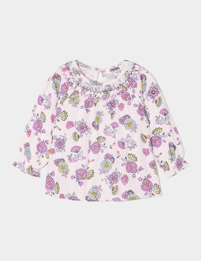 T-shirt en coton bio. Col rond et manches courtes. Coupe évasée, jaune