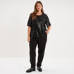 T-shirt sequins manches courtes loose noir femme grande taille