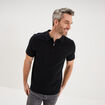 Polo col zipp&eacute; manches courtes coton noir homme