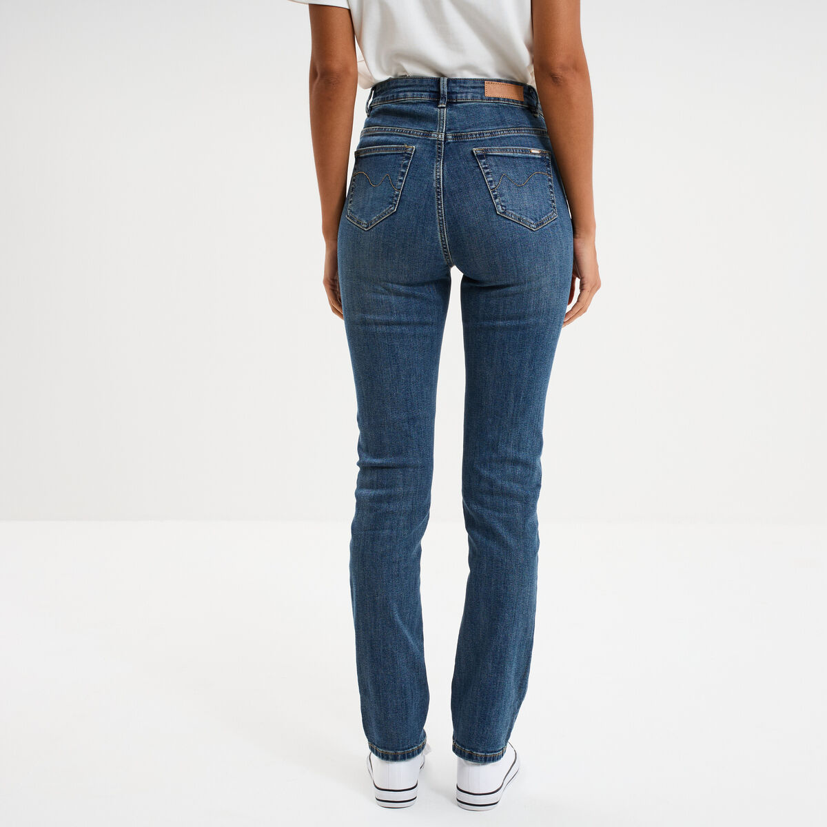 Jeans regular 5 poches coton denim dirty femme