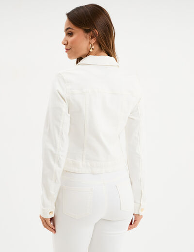 Veste en jean cintrée zippée Mosquitos denim blanc femme
