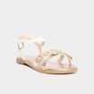Sandales brides &agrave; fleurs blanc fille